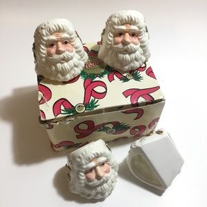Vintage Santa Claus Napkin Ceramic Rings In Box